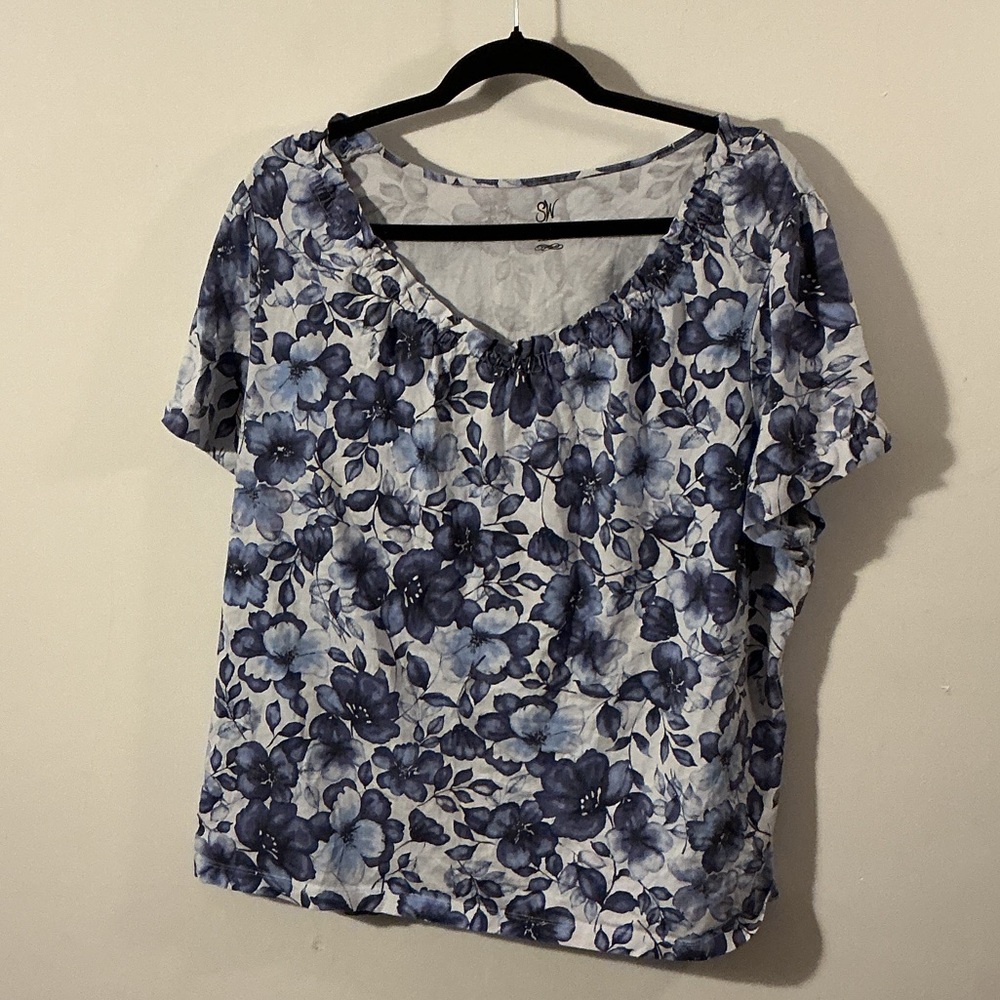 Blue Floral Women's Blouse